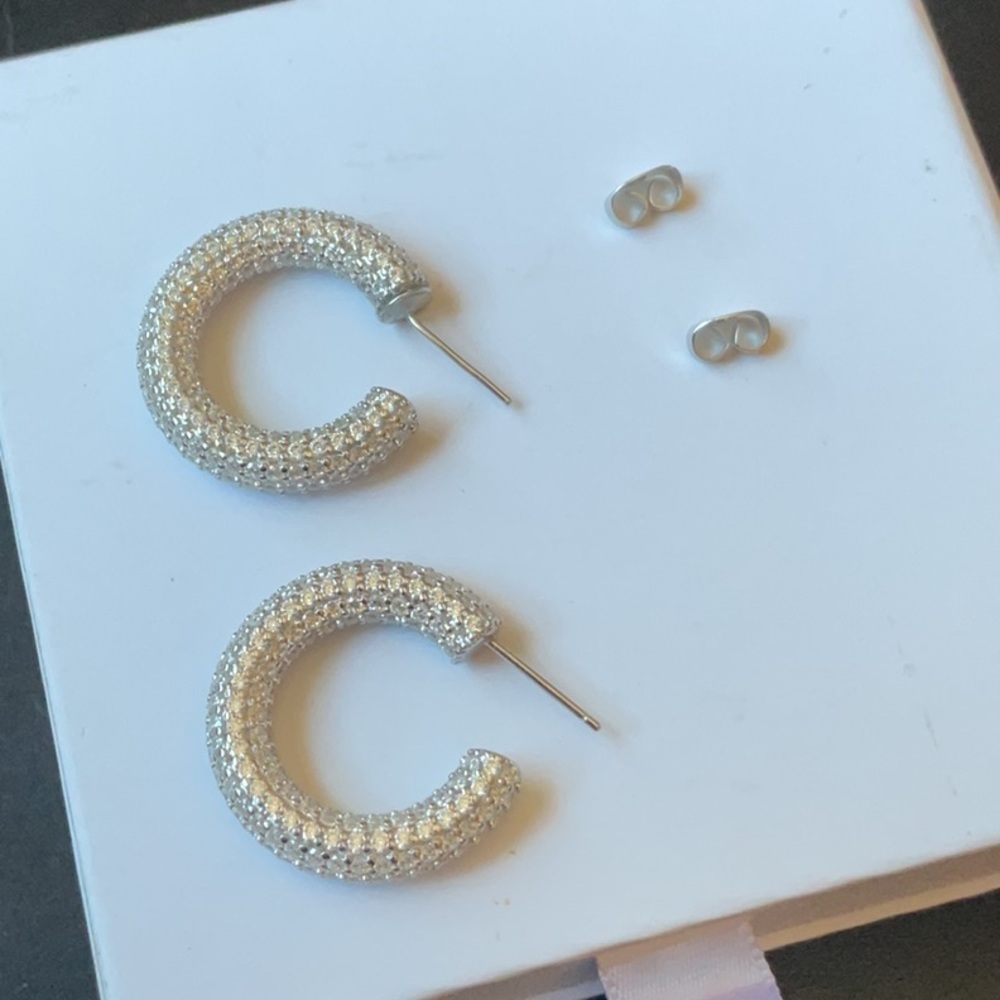 Adina Eden Jumbo Pave Hoops In Silver, Size: OS - Picture 8 of 10
